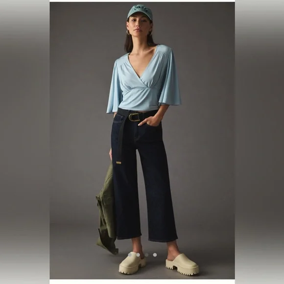 By Anthropologie Draped V-neck Top - Picture 2 of 5